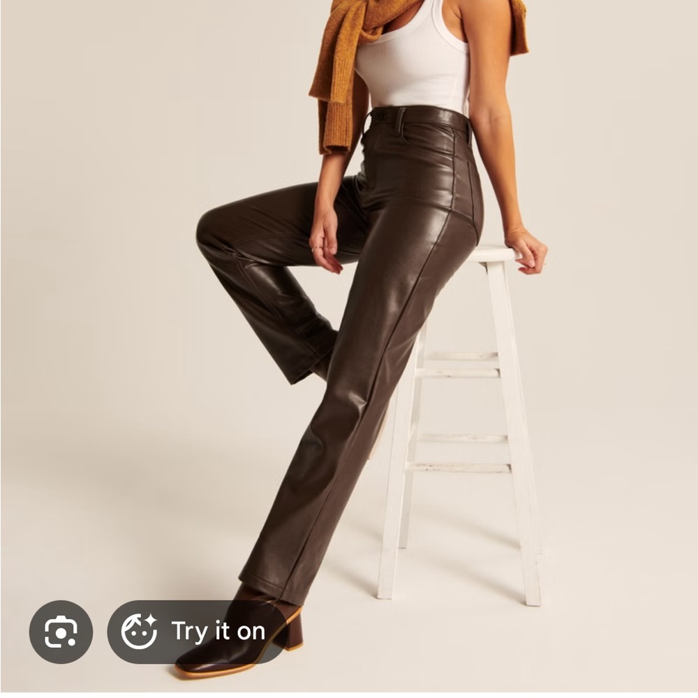 Abercrombie & Fitch Women's Brown Leather Jeans